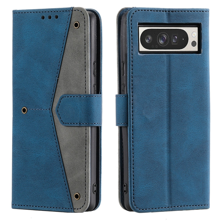 For Google Pixel 9 Pro XL Nail Skin Feel Stitching Calf Texture Leather Phone Case(Blue) - Google Cases by buy2fix | Online Shopping UK | buy2fix