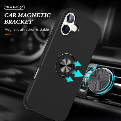 For iPhone 16 PC Hybrid TPU Magnetic Ring Holder Phone Case(Black) - iPhone 16 Cases by buy2fix | Online Shopping UK | buy2fix