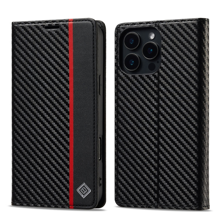 For iPhone 16 Pro Max LC.IMEEKE Carbon Fiber Leather Phone Case(Vertical Black) - iPhone 16 Pro Max Cases by LC.IMEEKE | Online Shopping UK | buy2fix