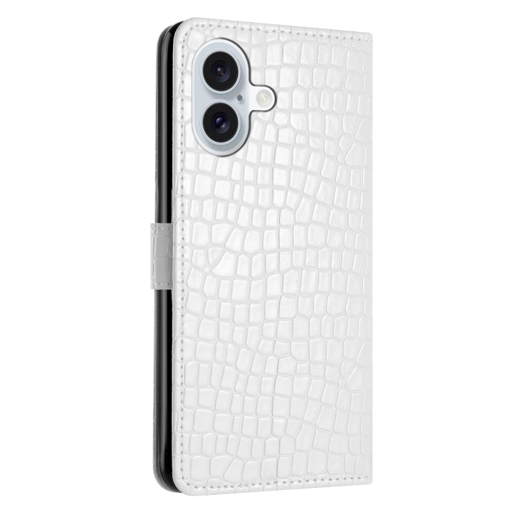 For iPhone 16 Crocodile Texture Horizontal Flip Leather Phone Case(White) - iPhone 16 Cases by buy2fix | Online Shopping UK | buy2fix