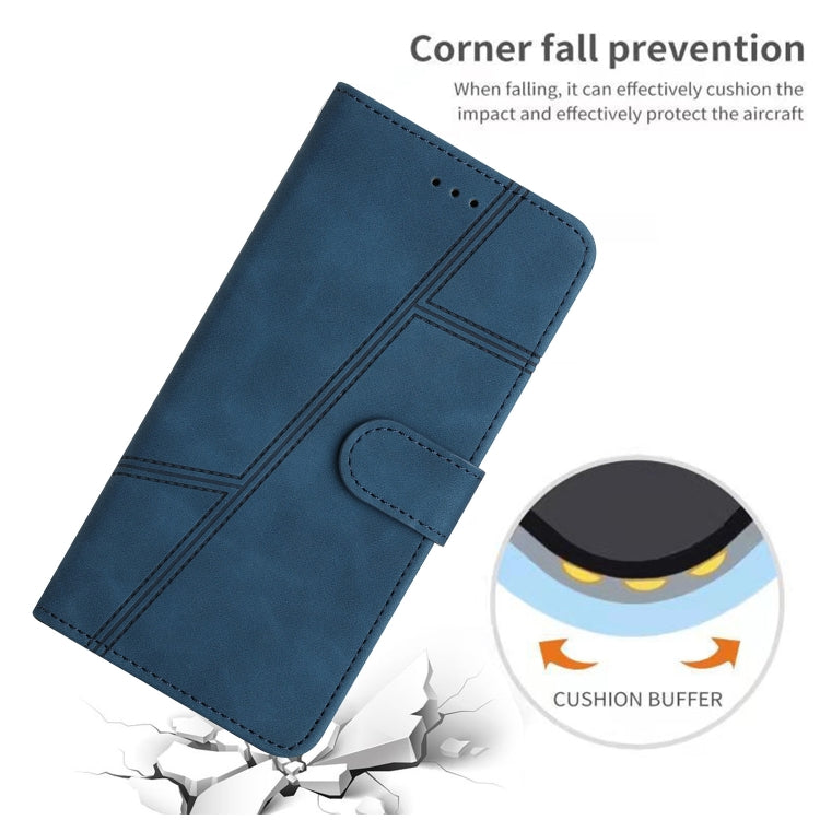 For iPhone 16 Skin-feel Stitching Leather Phone Case(Blue) - iPhone 16 Cases by buy2fix | Online Shopping UK | buy2fix