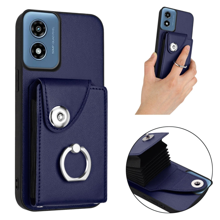 For Motorola Moto G Play 2024 5G Organ Card Bag Ring Holder Phone Case(Blue) - Motorola Cases by buy2fix | Online Shopping UK | buy2fix