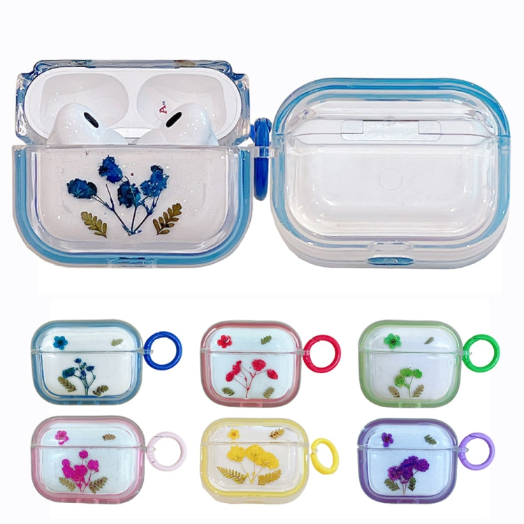 For AirPods Pro 2 Glitter Starry Epoxy Dried Flowers Earbuds Box TPU Case(Light Blue) - For AirPods Pro 2 by buy2fix | Online Shopping UK | buy2fix