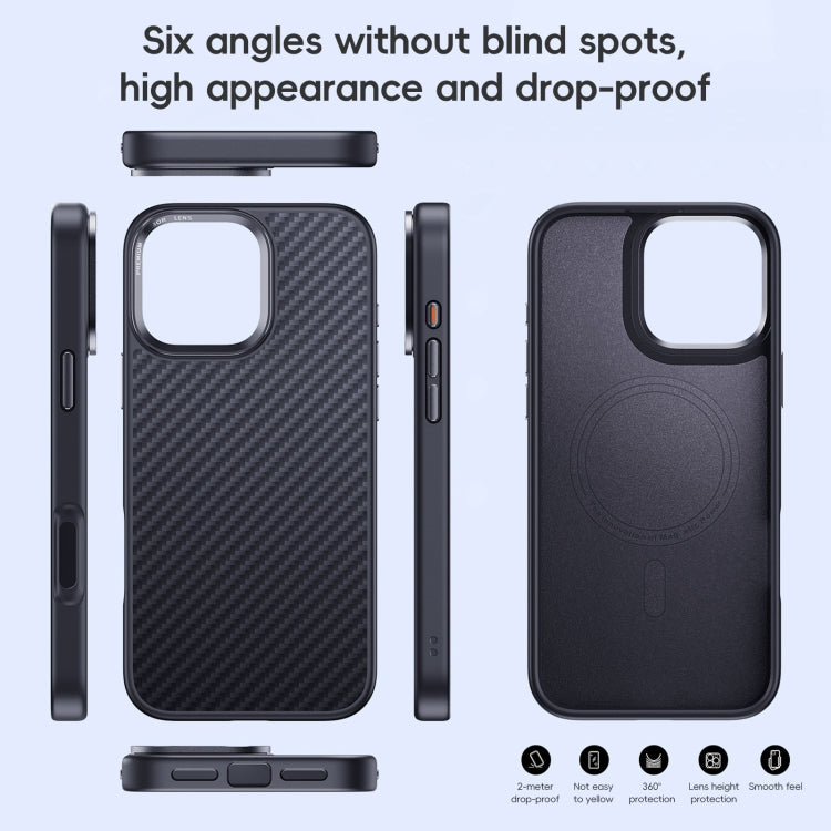 For iPhone 16 Pro Carbon Fiber Kevlar MagSafe Magnetic Phone Case(Black) - iPhone 16 Pro Cases by buy2fix | Online Shopping UK | buy2fix