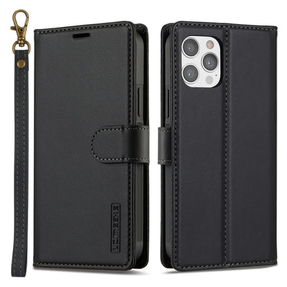 For iPhone 12 / 12 Pro LC.IMEEKE L2 Series Detachable Magsafe PU Phone Case with Lanyard(Black) - iPhone 12 / 12 Pro Cases by LC.IMEEKE | Online Shopping UK | buy2fix