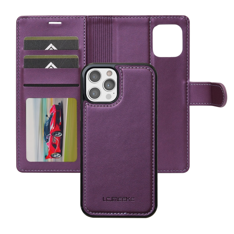 For iPhone 12 Pro Max LC.IMEEKE L2 Series Detachable Magsafe PU Phone Case with Lanyard(Purple) - iPhone 12 Pro Max Cases by LC.IMEEKE | Online Shopping UK | buy2fix