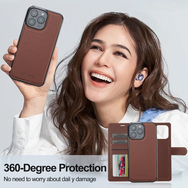 For iPhone 16 Pro LC.IMEEKE L2 Series Detachable Magsafe PU Phone Case with Lanyard(Brown) - iPhone 16 Pro Cases by LC.IMEEKE | Online Shopping UK | buy2fix