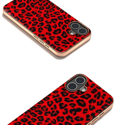 For iPhone 16 Nano Plating Leopard Print Phone Case(Red) - iPhone 16 Cases by buy2fix | Online Shopping UK | buy2fix