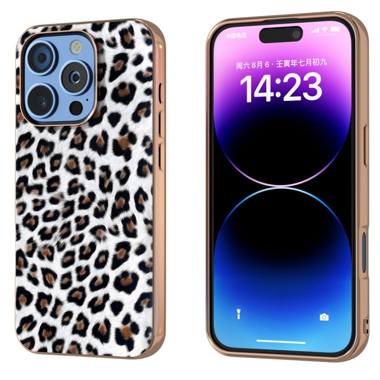 For iPhone 16 Pro Nano Plating Leopard Print Phone Case(Silver) - iPhone 16 Pro Cases by buy2fix | Online Shopping UK | buy2fix