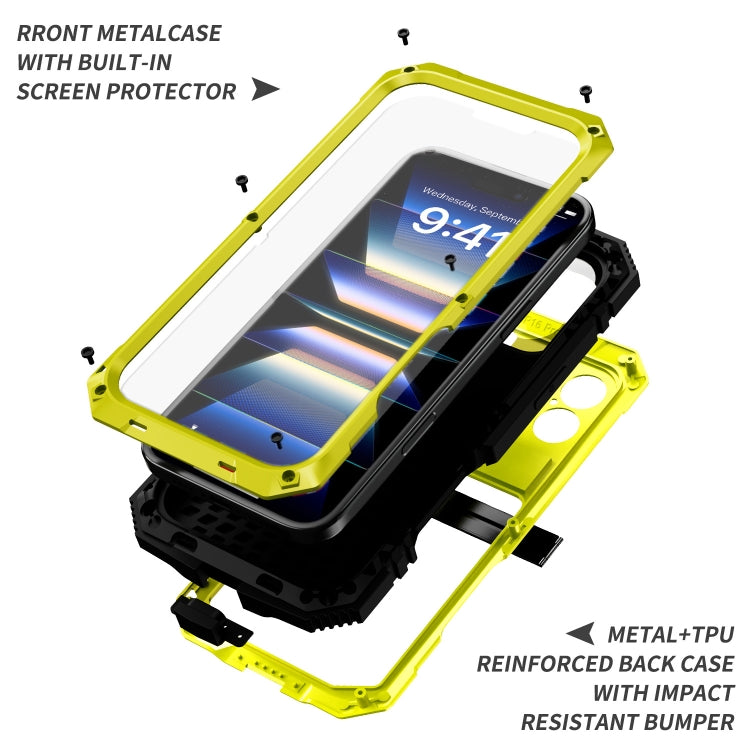 For iPhone 16 R-JUST Life Waterproof Dustproof Shockproof Phone Case(Yellow) - iPhone 16 Cases by R-JUST | Online Shopping UK | buy2fix