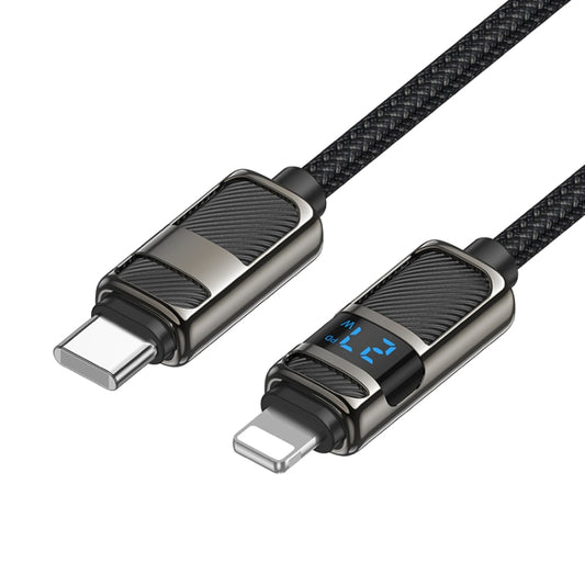 hoco U137 USB-C / Type-C to 8 Pin Line PD Charging Data Cable with Display, Length:1.2m(Black) - 2 in 1 Cable by hoco | Online Shopping UK | buy2fix