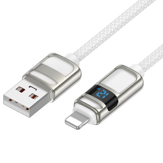 hoco U137 USB to 8 Pin Line 2.4A Charging Data Cable with Display, Length:1.2m(White) - Normal Style Cable by hoco | Online Shopping UK | buy2fix