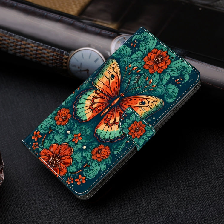 For iPhone 16 Pro Crystal Painted Leather Phone case(Flower Butterfly) - iPhone 16 Pro Cases by buy2fix | Online Shopping UK | buy2fix