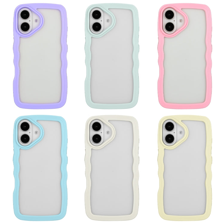 For iPhone 16 Candy Color Wave TPU Clear PC Phone Case(Yellow) - iPhone 16 Cases by buy2fix | Online Shopping UK | buy2fix