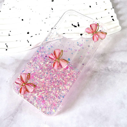 For iPhone 16 Pro Max Luminous Starry Sky Glitter Butterfly TPU Phone Case(Pink) - iPhone 16 Pro Max Cases by buy2fix | Online Shopping UK | buy2fix