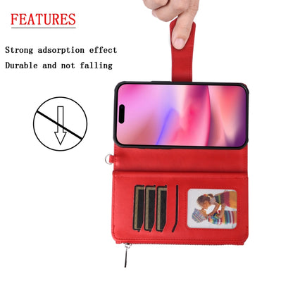 For iPhone 16 Solid Color 2 in 1 Zipper Shockproof Phone Case(Red) - iPhone 16 Cases by buy2fix | Online Shopping UK | buy2fix