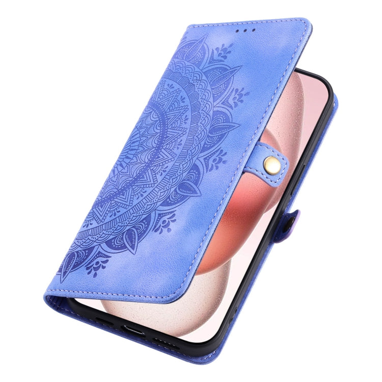 For iPhone 16 Plus Skin Feel Totem Embossed Leather Phone Case(Purple) - iPhone 16 Plus Cases by buy2fix | Online Shopping UK | buy2fix