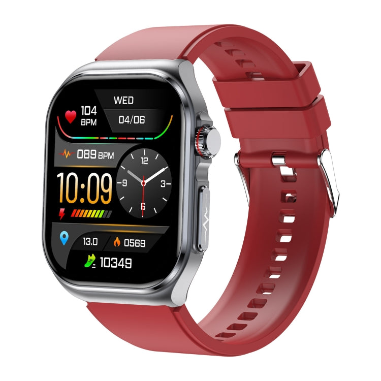 ET585 2.04 inch Silicone Strap IP68 Waterproof Smart Watch, Support ECG / Blood Composition Measurement(Red) - Smart Watches by buy2fix | Online Shopping UK | buy2fix