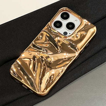 For iPhone 16 Water Ripple Electroplating Paint TPU Phone Case(Bright Gold) - iPhone 16 Cases by buy2fix | Online Shopping UK | buy2fix