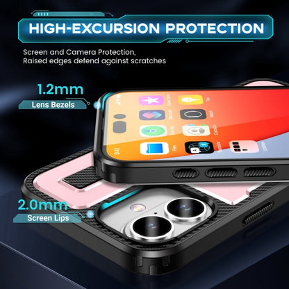 For iPhone 16 Plus Ring Holder Carbon Fiber PC Hybrid TPU Phone Case(Rose Gold) - iPhone 16 Plus Cases by buy2fix | Online Shopping UK | buy2fix