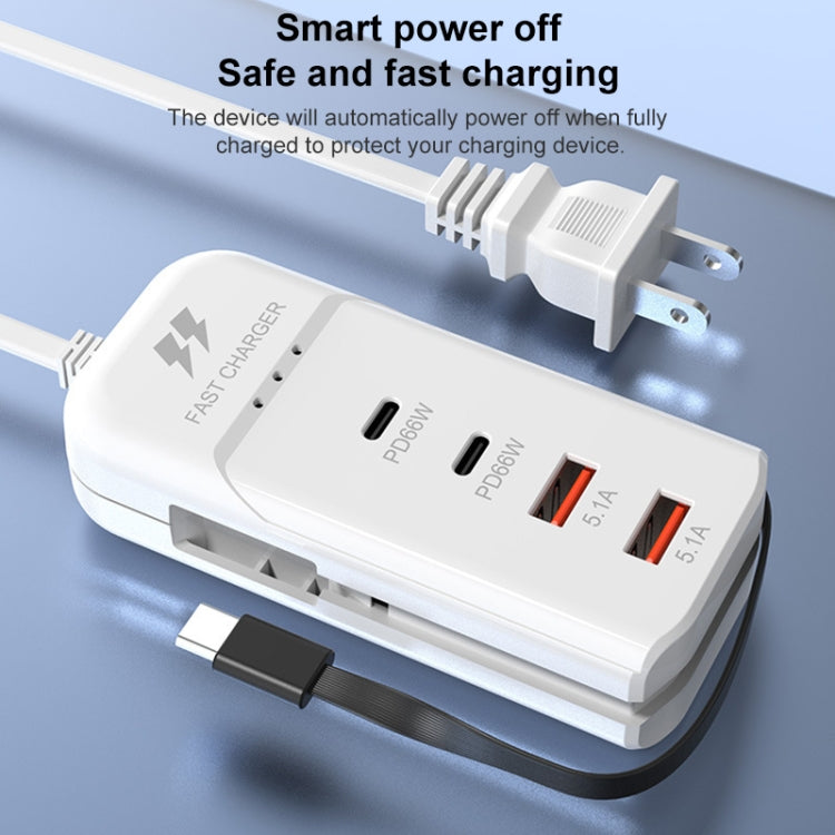 5 in 1 2 x PD 66W, 2 x USB Fast Charger Smart Power Socket, Length:1m(UK Plug) - Multifunction Charger by buy2fix | Online Shopping UK | buy2fix