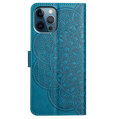 For iPhone 16 Pro Flower Embossed Leather Phone Case(Blue) - iPhone 16 Pro Cases by buy2fix | Online Shopping UK | buy2fix