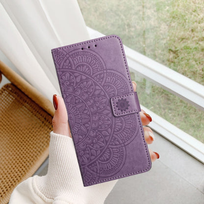 For iPhone 16 Plus Flower Embossed Leather Phone Case(Purple) - iPhone 16 Plus Cases by buy2fix | Online Shopping UK | buy2fix