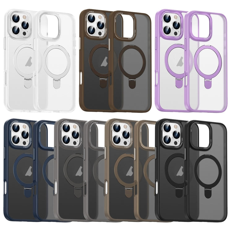 For iPhone 16 Pro Max Skin Feel MagSafe Magnetic Holder Phone Case(Purple) - iPhone 16 Pro Max Cases by buy2fix | Online Shopping UK | buy2fix