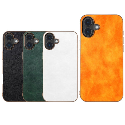 For iPhone 16 Nano Electroplating Dual Color Lichi Texture PU Phone Case(Green) - iPhone 16 Cases by buy2fix | Online Shopping UK | buy2fix