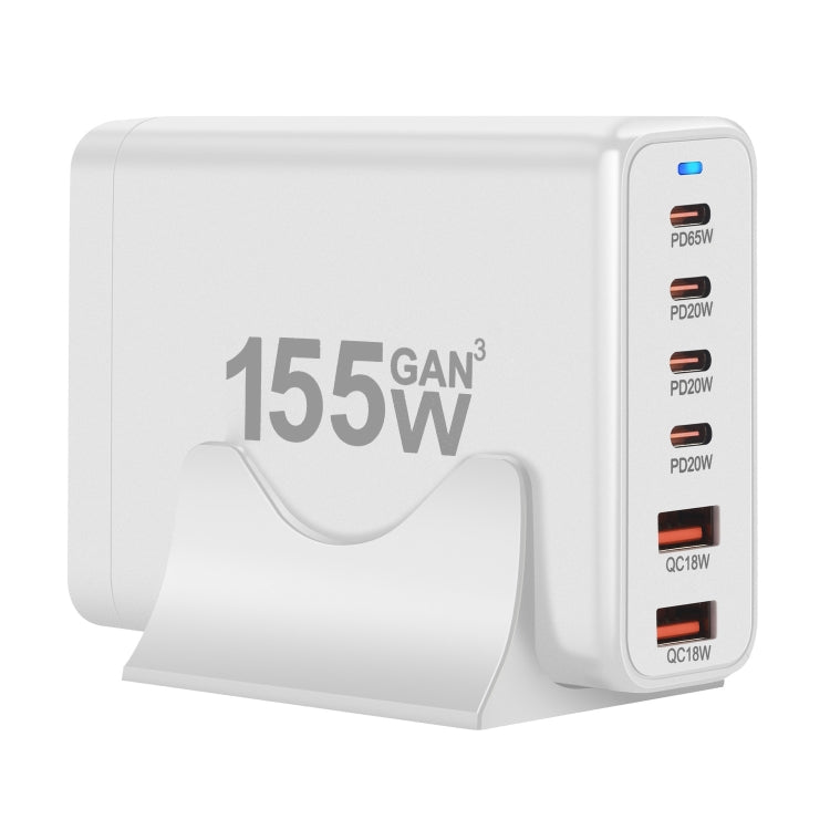 155W 4Type-C, 2USB 6-Ports Desktop Fast Charger, Plug Type:UK Plug(White) - Multifunction Charger by buy2fix | Online Shopping UK | buy2fix