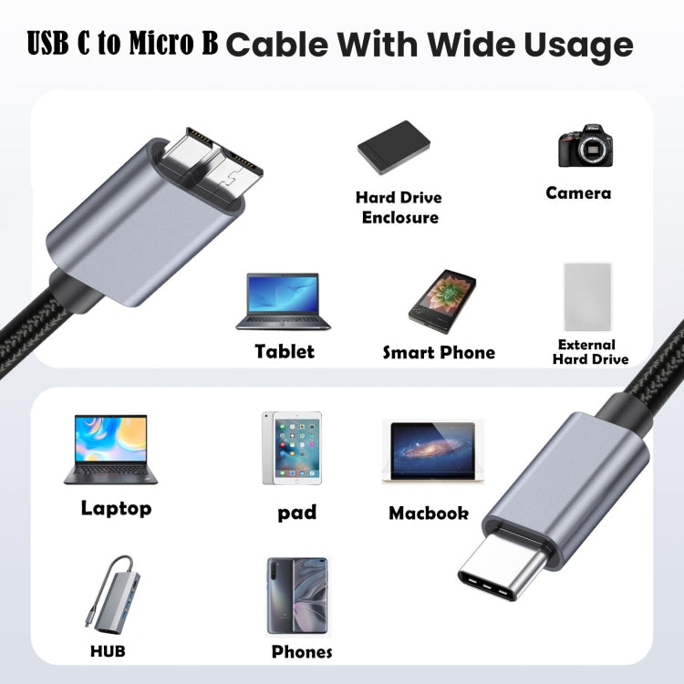 10Gbps USB-C / Type-C 3.1 to Micro B Mobile Hard Disk Adapter Cable, Length:0.5m - Cable & Adapters by buy2fix | Online Shopping UK | buy2fix