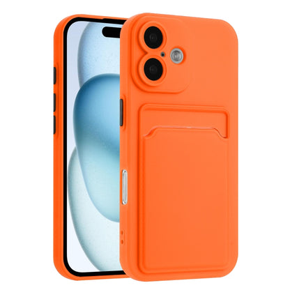 For iPhone 16 Plus Skin Feel Card Contrast Color Button TPU Phone Case(Orange) - iPhone 16 Plus Cases by buy2fix | Online Shopping UK | buy2fix