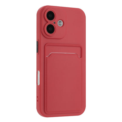 For iPhone 16 Plus Skin Feel Card Contrast Color Button TPU Phone Case(Rose Red) - iPhone 16 Plus Cases by buy2fix | Online Shopping UK | buy2fix