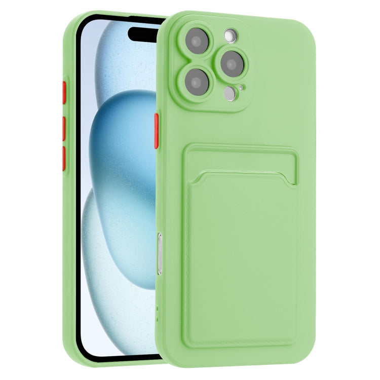 For iPhone 16 Pro Skin Feel Card Contrast Color Button TPU Phone Case(Light Green) - iPhone 16 Pro Cases by buy2fix | Online Shopping UK | buy2fix