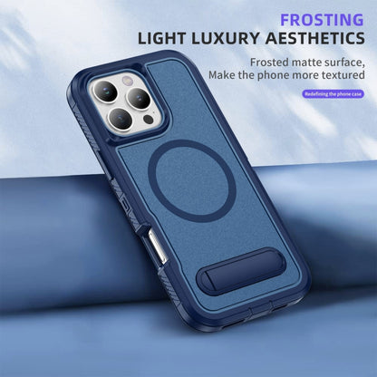 For iPhone 16 Pro Max Guard MagSafe Holder Matte PC Hybrid TPU Phone Case(Royal Blue) - iPhone 16 Pro Max Cases by buy2fix | Online Shopping UK | buy2fix