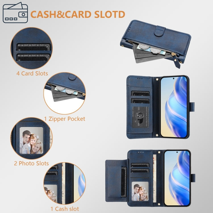 For iPhone 16 Pro Multi-Card Slots Zipper Wallet Leather Phone Case(Blue) - iPhone 16 Pro Cases by buy2fix | Online Shopping UK | buy2fix