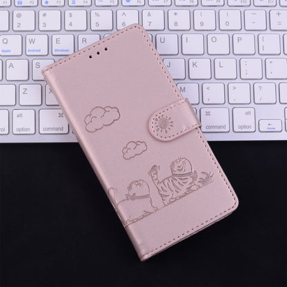 For iPhone SE 2024 Cute Cats RFID Leather Phone Case(Rose Gold) - More iPhone Cases by buy2fix | Online Shopping UK | buy2fix