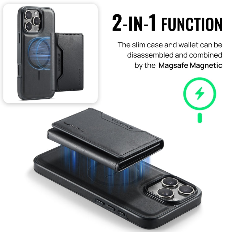 For iPhone 16 Pro DG.MING MAGKING-K2 Series MagSafe RFID Card Bag Detachable Phone Case(Black) - iPhone 16 Pro Cases by DG.MING | Online Shopping UK | buy2fix