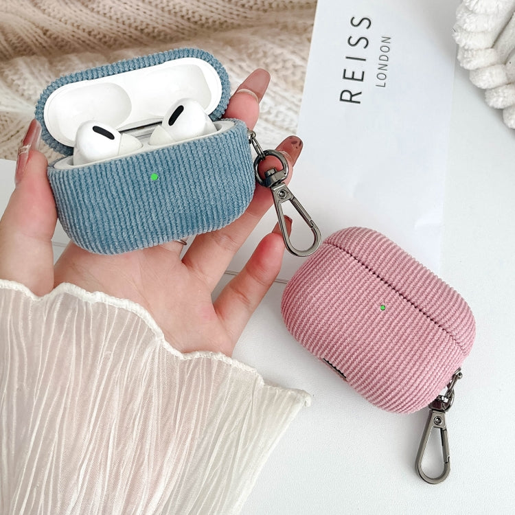 For AirPods Pro Corduroy Cloth Pattern Earphone Protective Case(Sky Blue) - For AirPods Pro by buy2fix | Online Shopping UK | buy2fix