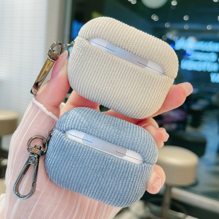 For AirPods Pro Corduroy Cloth Pattern Earphone Protective Case(Sky Blue) - For AirPods Pro by buy2fix | Online Shopping UK | buy2fix