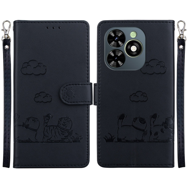 For Tecno Spark Go 2024 / 20 / 20C Cute Cats RFID Leather Phone Case(Black) - Tecno Cases by buy2fix | Online Shopping UK | buy2fix