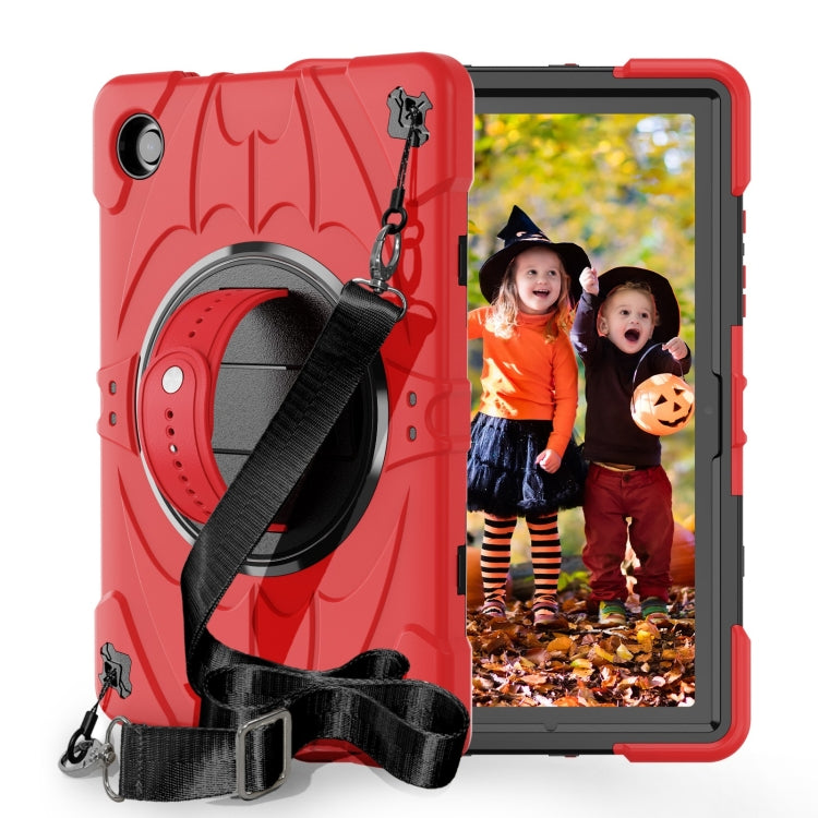 For Samsung Galaxy Tab A8 Bat Hand Grip Turntable Stand Tablet Case(Red Black) - Other Galaxy Tab PC by buy2fix | Online Shopping UK | buy2fix