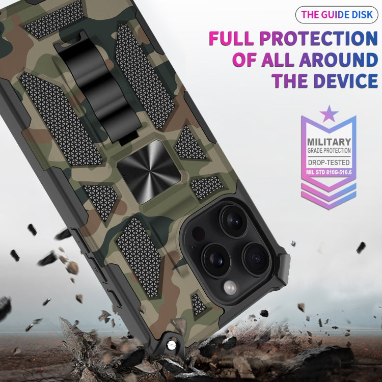 For iPhone 16 Pro Max Camouflage Armor Kickstand TPU Hybrid PC Magnetic Phone Case(Mint Green) - iPhone 16 Pro Max Cases by buy2fix | Online Shopping UK | buy2fix