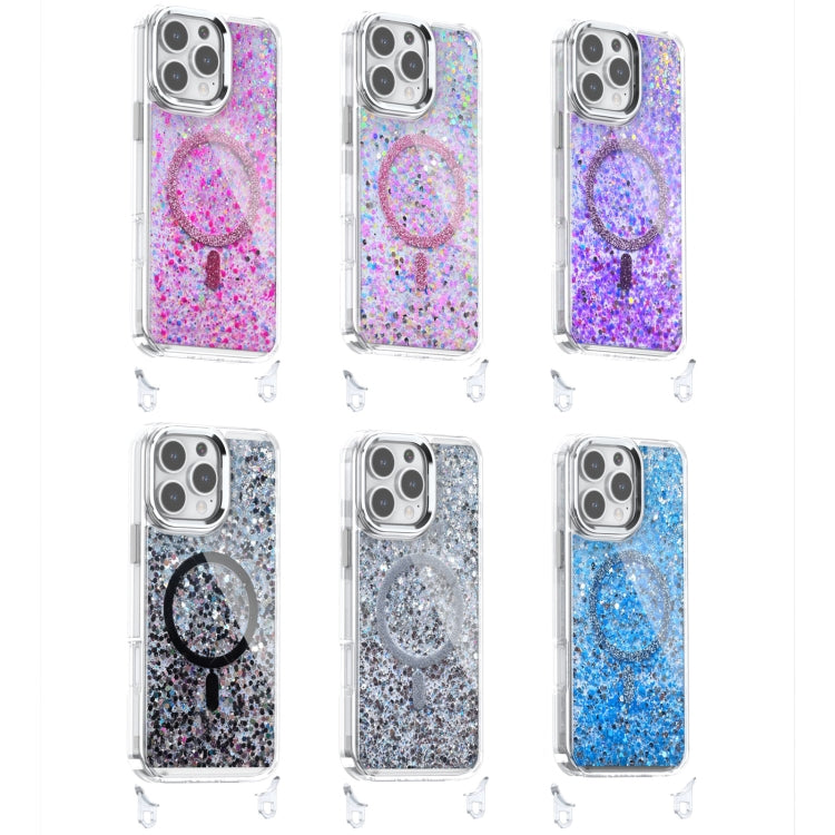 For iPhone 16 Pro Epoxy Glitter MagSafe Magnetic TPU Phone Case(Purple) - iPhone 16 Pro Cases by buy2fix | Online Shopping UK | buy2fix