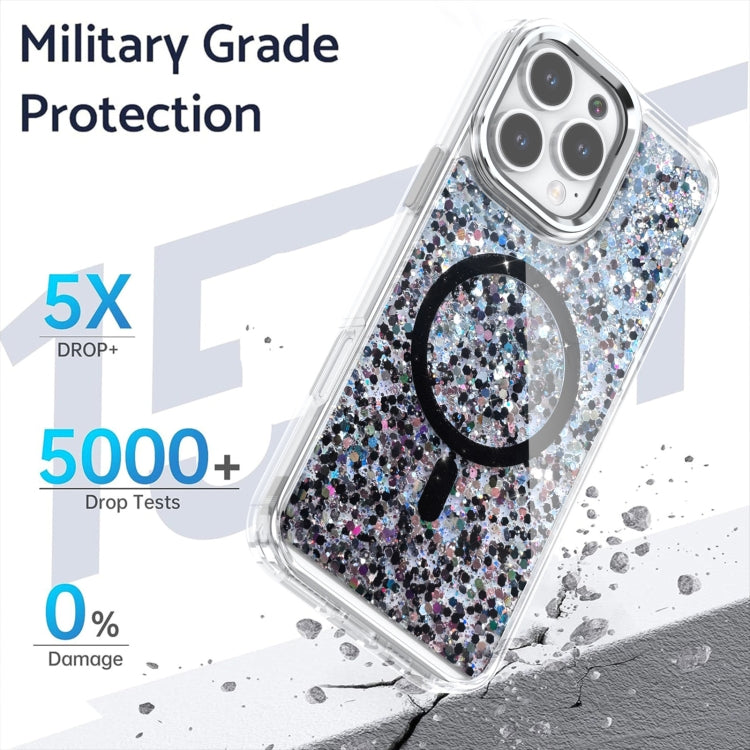 For iPhone 16 Epoxy Glitter MagSafe Magnetic TPU Phone Case(Blue) - iPhone 16 Cases by buy2fix | Online Shopping UK | buy2fix