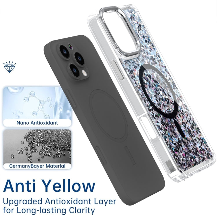 For iPhone 16 Epoxy Glitter MagSafe Magnetic TPU Phone Case(Blue) - iPhone 16 Cases by buy2fix | Online Shopping UK | buy2fix