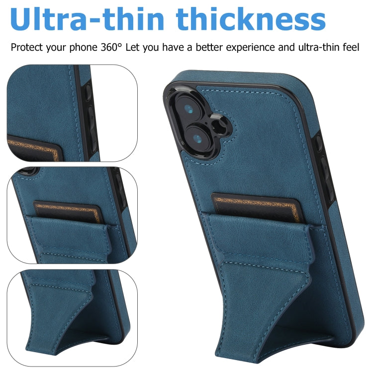 For iPhone 16 Plus Ultra-thin Shockproof Phone Protective Case with Holder(Blue) - iPhone 16 Plus Cases by buy2fix | Online Shopping UK | buy2fix