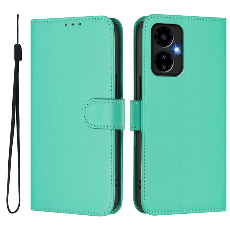 For Boost MobIle Celero 5G 2024 / 3 5G Skin Feel Solid Color Leather Phone Case with Lanyard(Green) - More Brand by buy2fix | Online Shopping UK | buy2fix