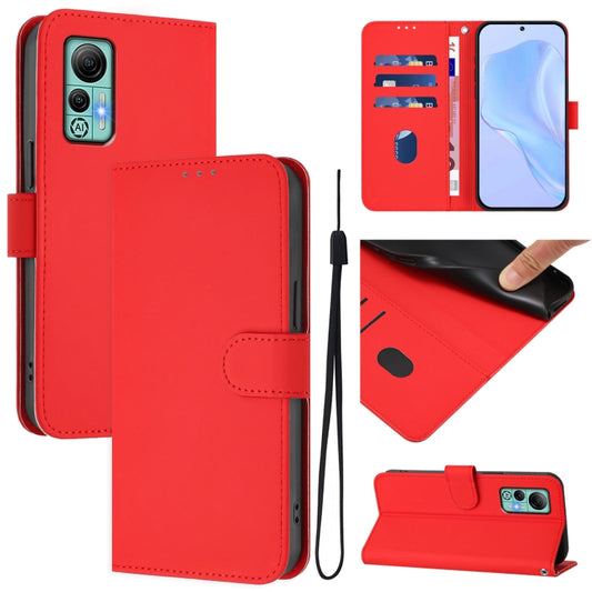 For Ulefone Note 14 Skin Feel Solid Color Leather Phone Case with Lanyard(Red) - Ulefone Cases by buy2fix | Online Shopping UK | buy2fix