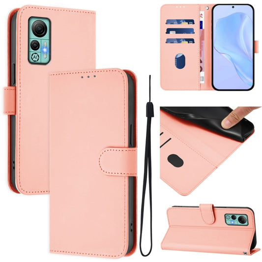 For Ulefone Note 14 Skin Feel Solid Color Leather Phone Case with Lanyard(Pink) - Ulefone Cases by buy2fix | Online Shopping UK | buy2fix